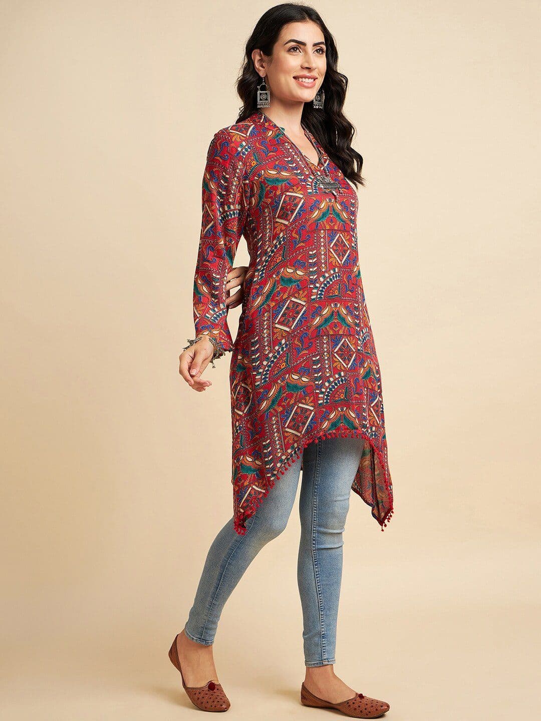 Azira Ethnic Motifs Printed Flared Sleeves A-Line Kurta thumbnail 6