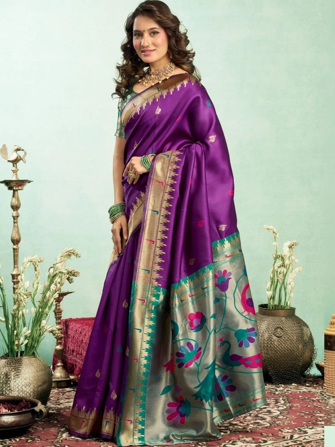 BORAD FASHION Woven Design Zari Silk Blend Designer Paithani Saree thumbnail 4