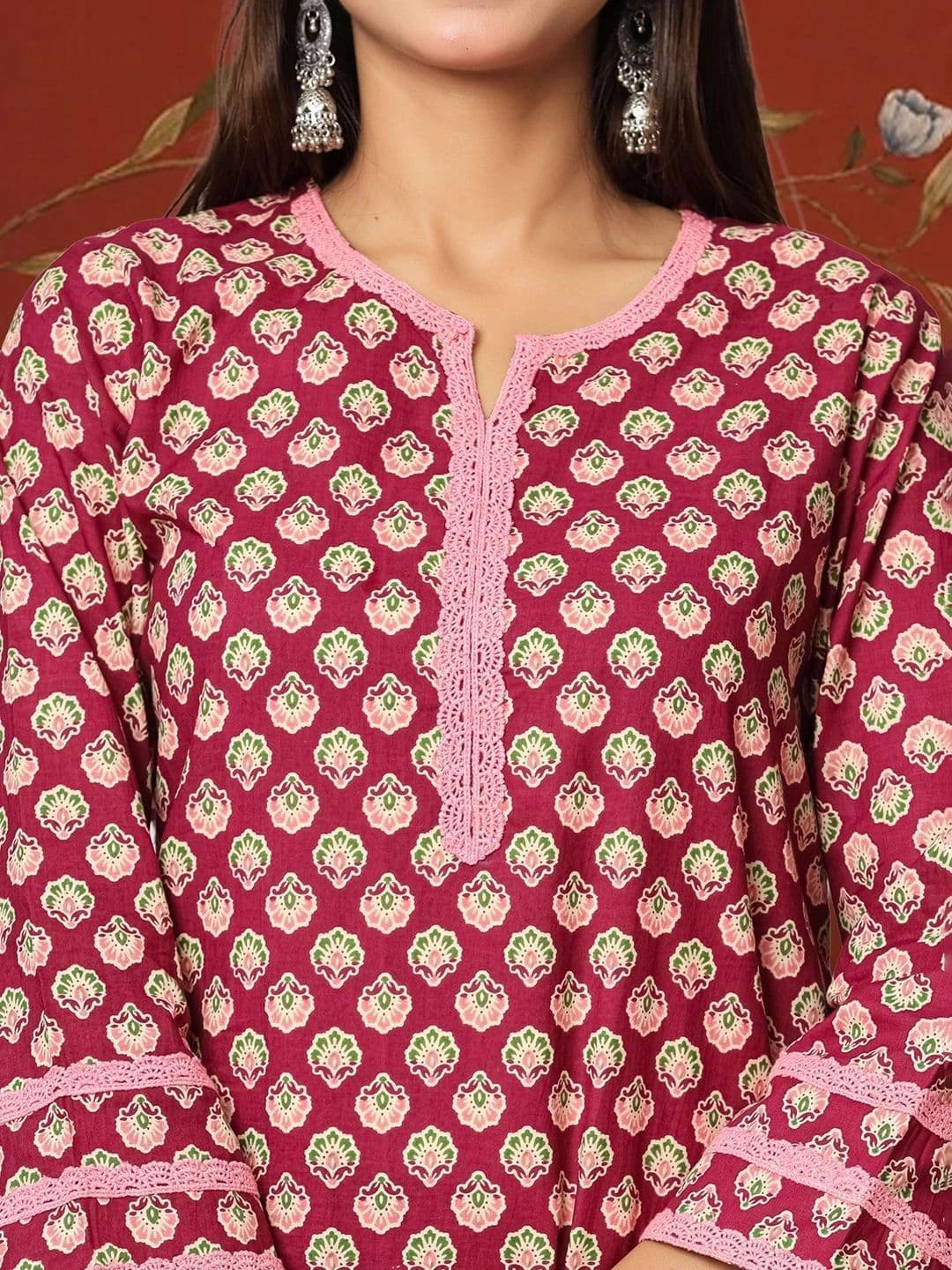 Sangria Women Ethnic Motifs Printed Regular Pure Cotton Kurta with Patiala & With Dupatta thumbnail 6