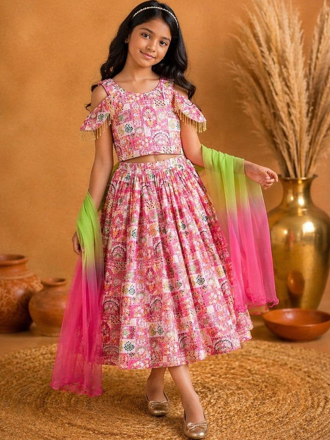 BAESD Girls Printed Ready to Wear Lehenga & - view 1
