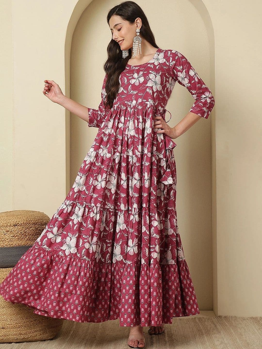 Sangria Women Floral Printed Floral Anarkali Kurta thumbnail 6