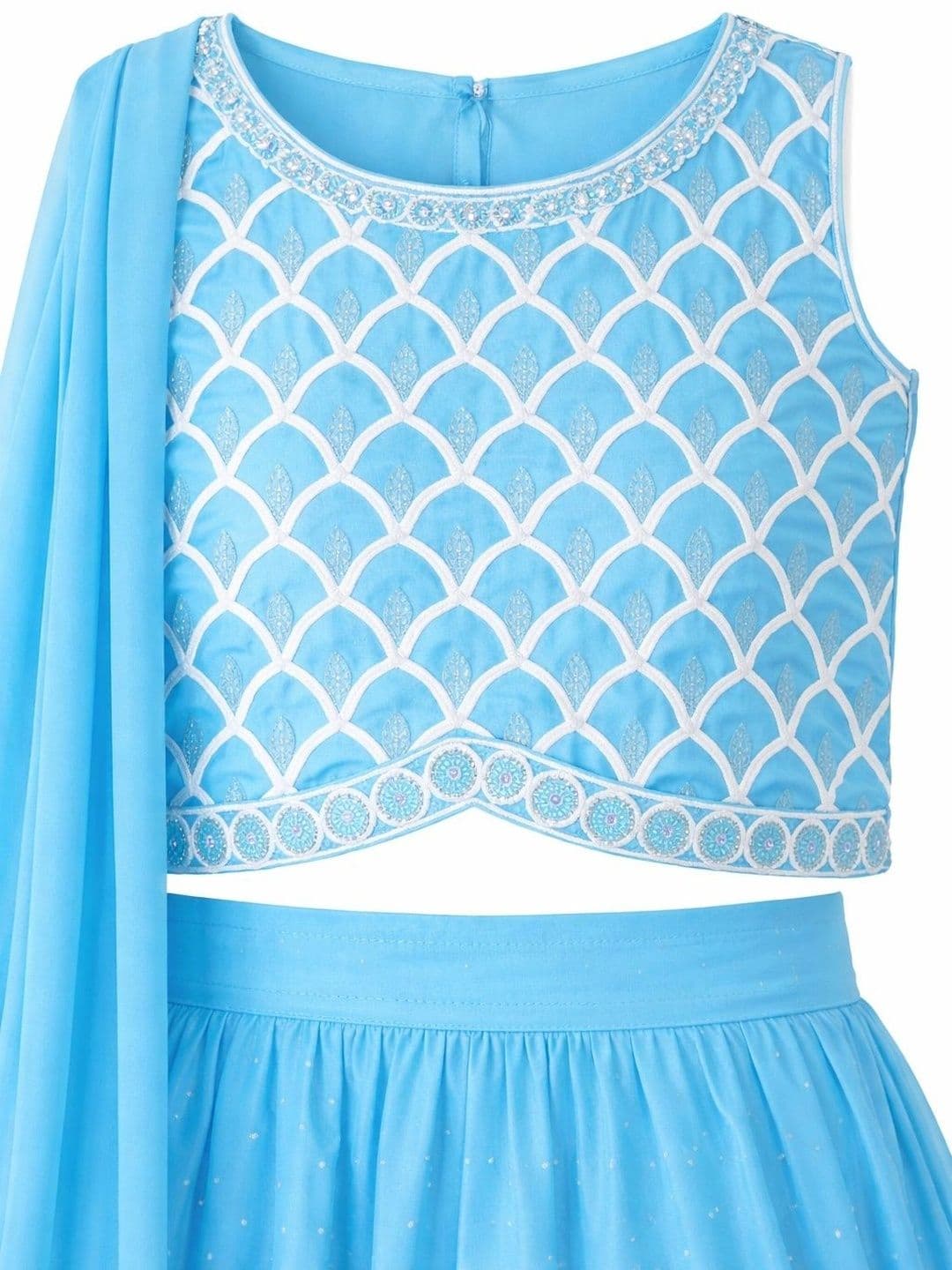 BAESD Girls Embroidered Thread Work Ready to Wear Lehenga & thumbnail 3