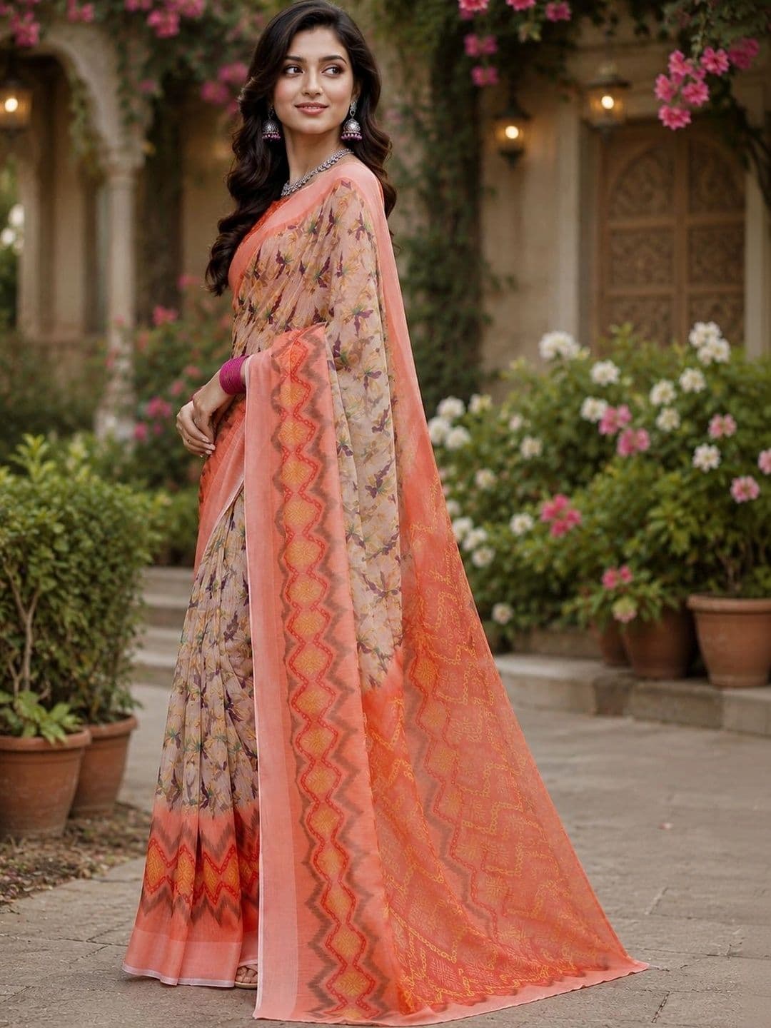 BORAD FASHION Striped Designer Chanderi Saree thumbnail 4
