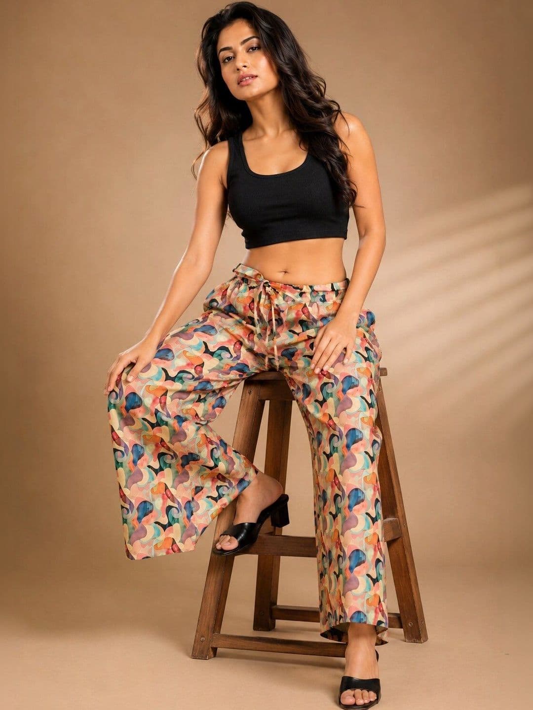 VSP CREATION Women Printed Chambray Palazzos thumbnail 4