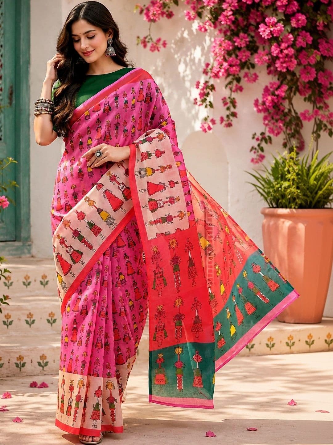BORAD FASHION Women Designer Chanderi Saree - view 1