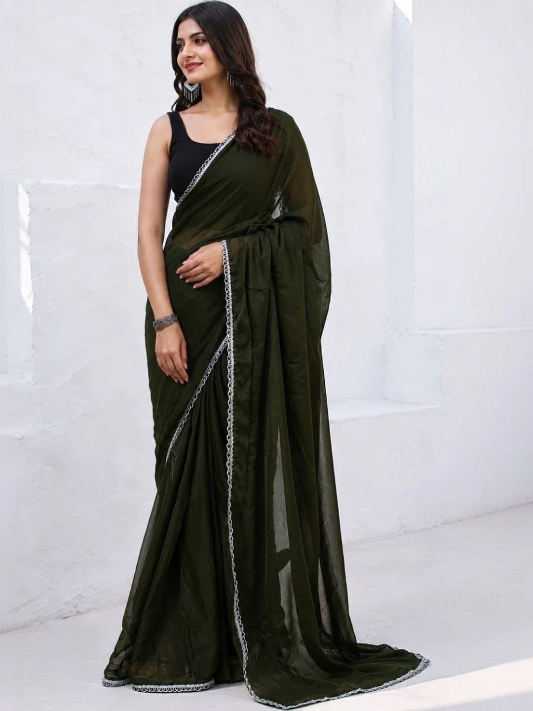 Sangria Poly Georgette Saree - view 1