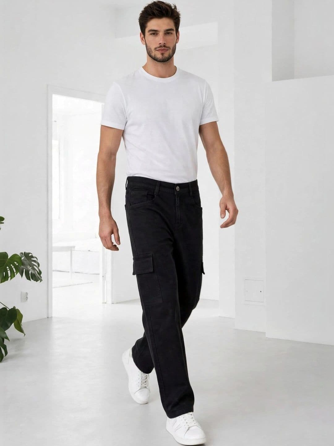FLARING Men Classic Relaxed Fit Mid-Rise Coated Stretchable Jeans thumbnail 2