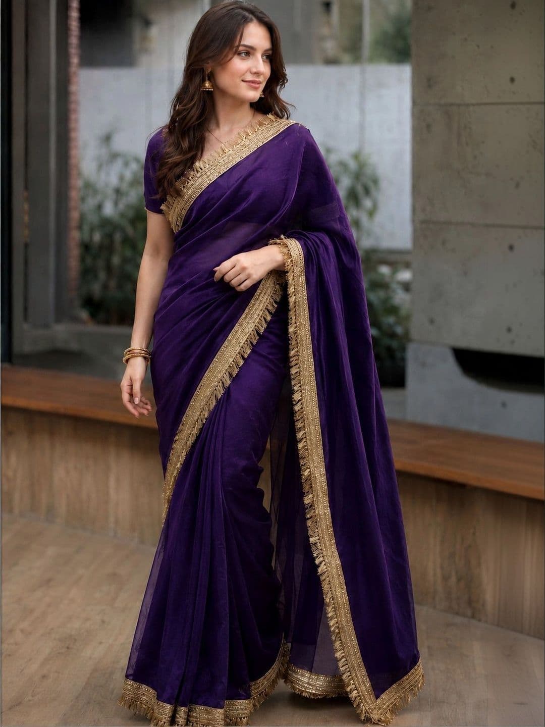 KALINI Silk Blend Heavy Work Saree - view 1