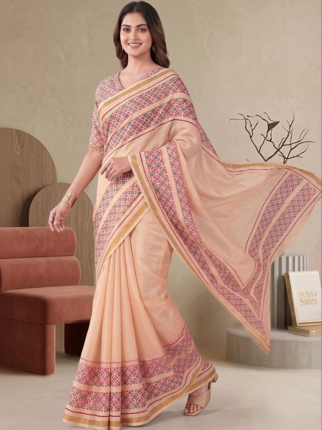 BORAD FASHION Designer Chanderi Saree thumbnail 3