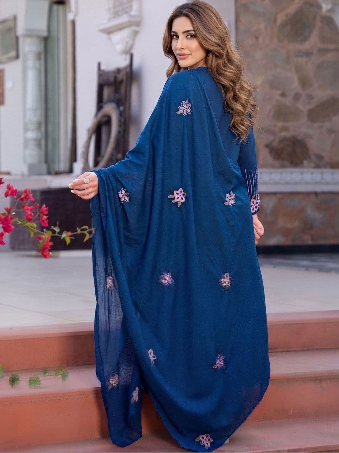 UDBHAV EXPORT Women Embroidered Regular Thread Work Kurta & Palazzos With Dupatta thumbnail 6