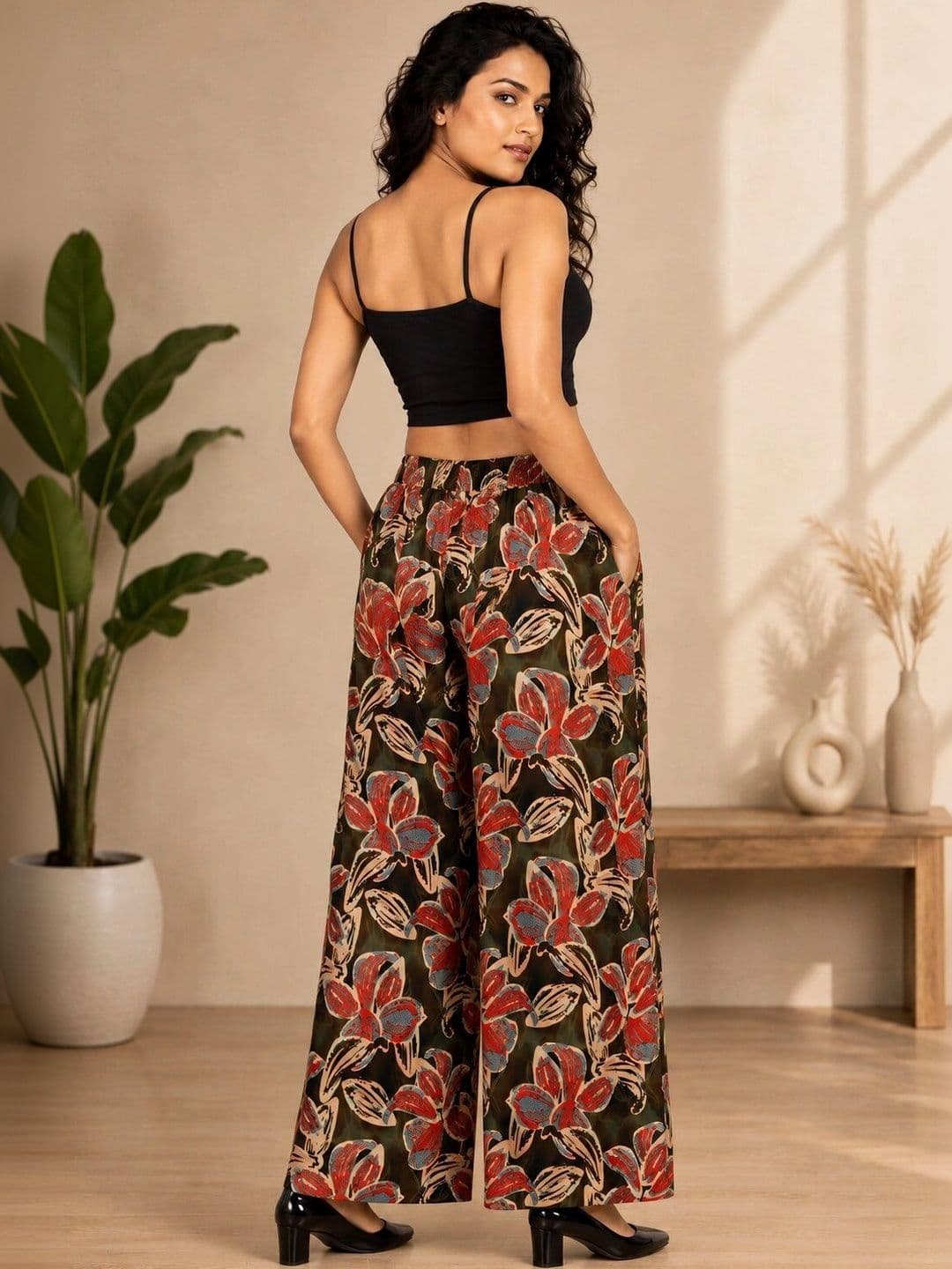 VSP CREATION Women Floral Printed Chambray Ethnic Palazzos thumbnail 3