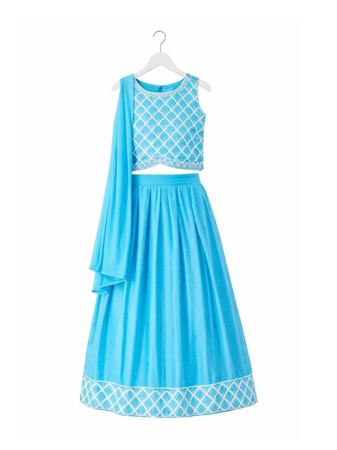 BAESD Girls Embroidered Thread Work Ready to Wear Lehenga & thumbnail 4