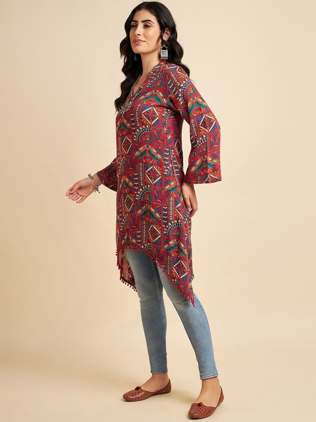 Azira Ethnic Motifs Printed Flared Sleeves A-Line Kurta thumbnail 7