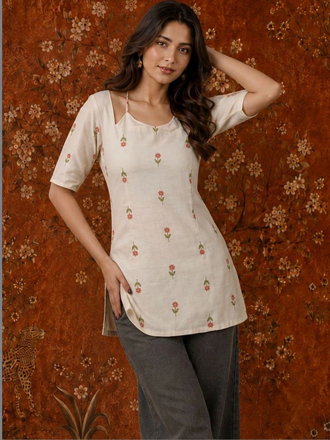 Sangria Botanical Printed Kurti thumbnail 3