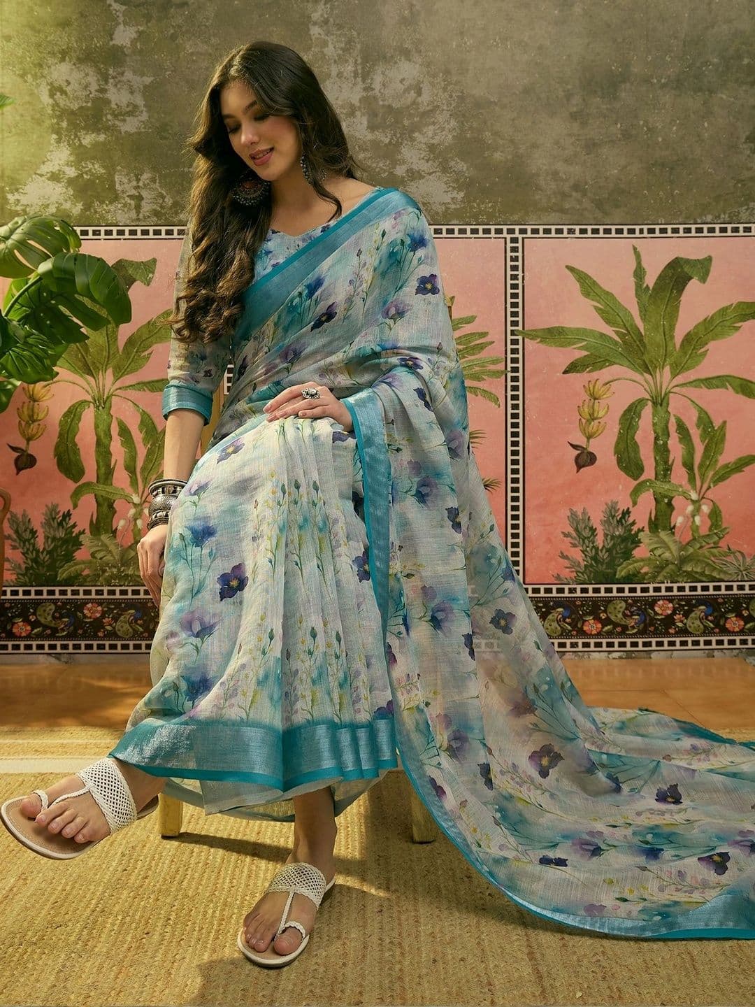 Suha Floral Saree thumbnail 7