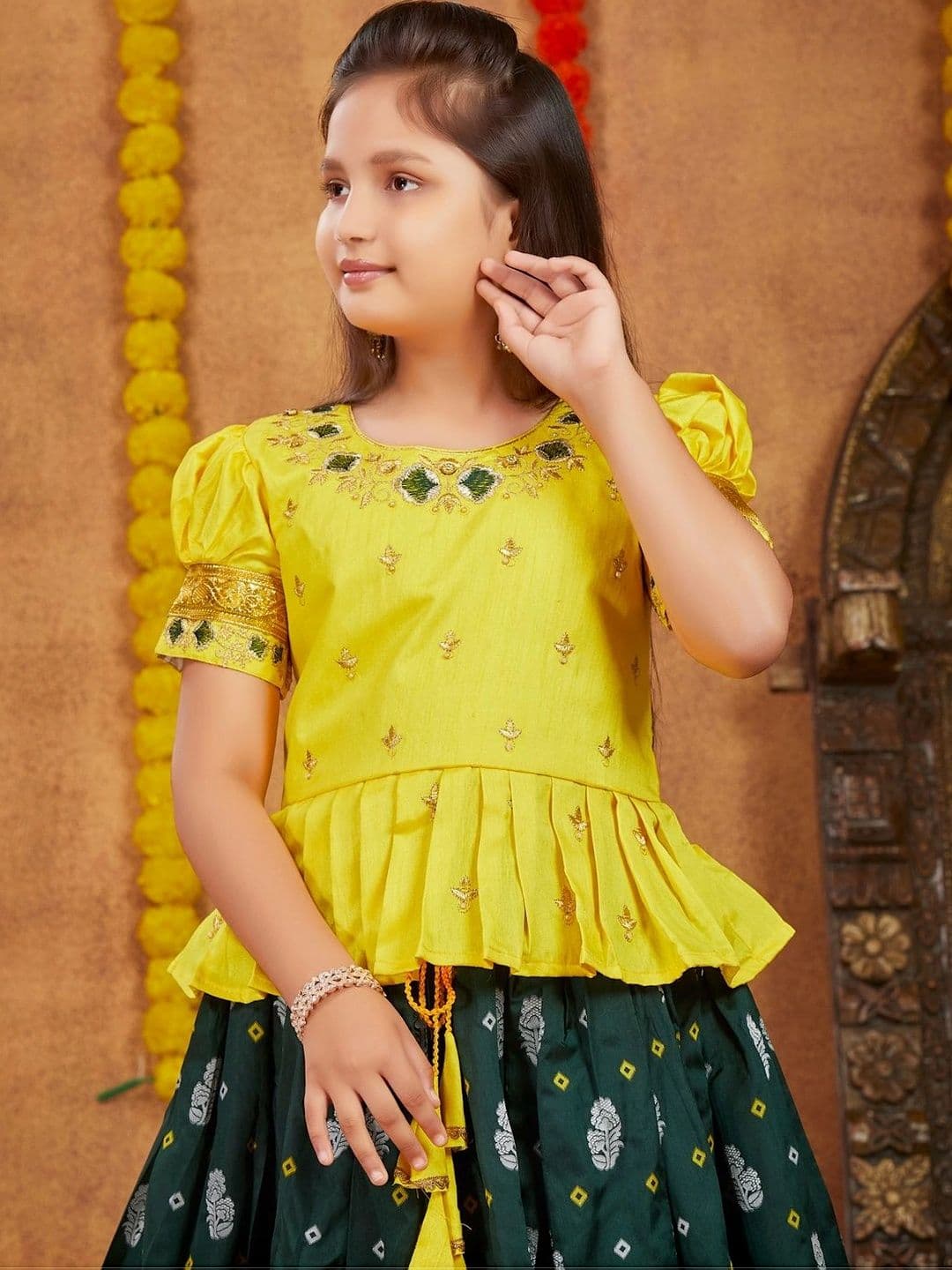 BAESD Girls Embroidered Thread Work Ready to Wear Lehenga & Choli thumbnail 2