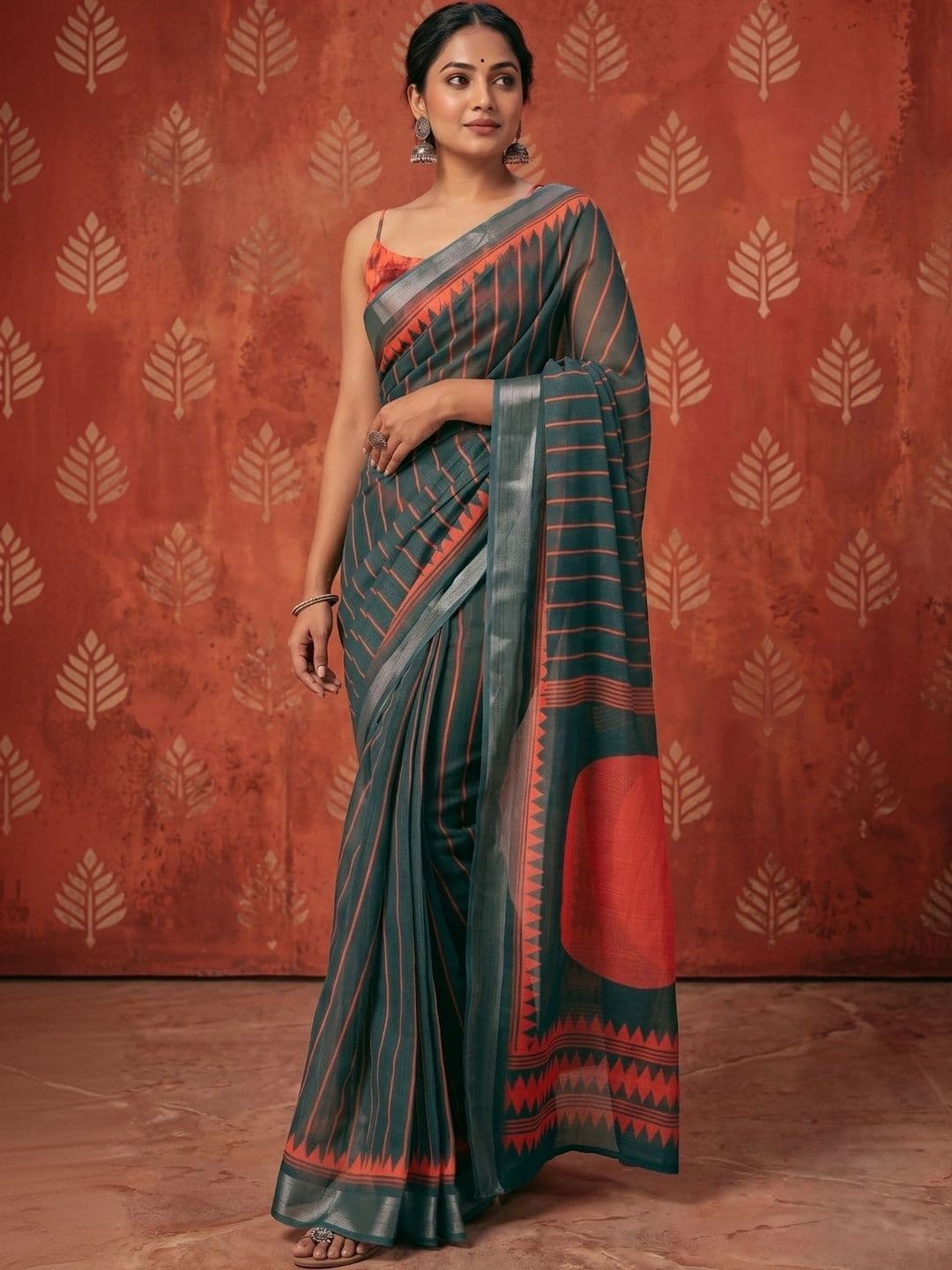 BORAD FASHION Striped Designer Chanderi Saree thumbnail 3