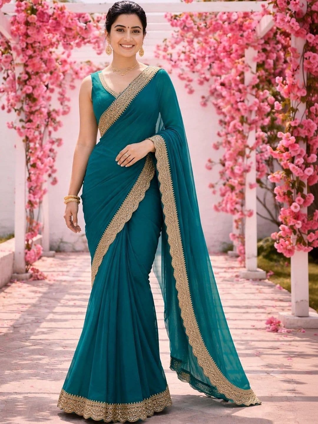 KALINI Embroidered Silk Blend Heavy Work Saree - view 1