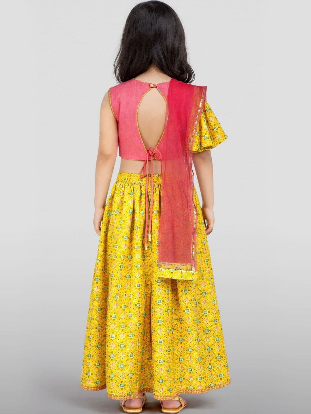 VASTRAMAY Girls Printed Thread Work Ready to Wear Lehenga & Blouse Taping thumbnail 2