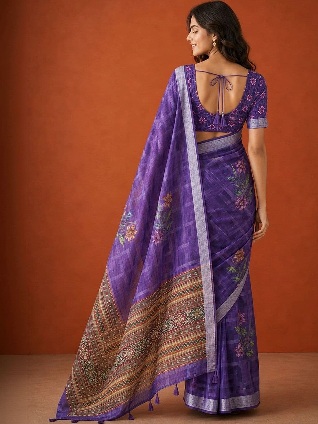 Suha Floral Silk Cotton Saree thumbnail 3