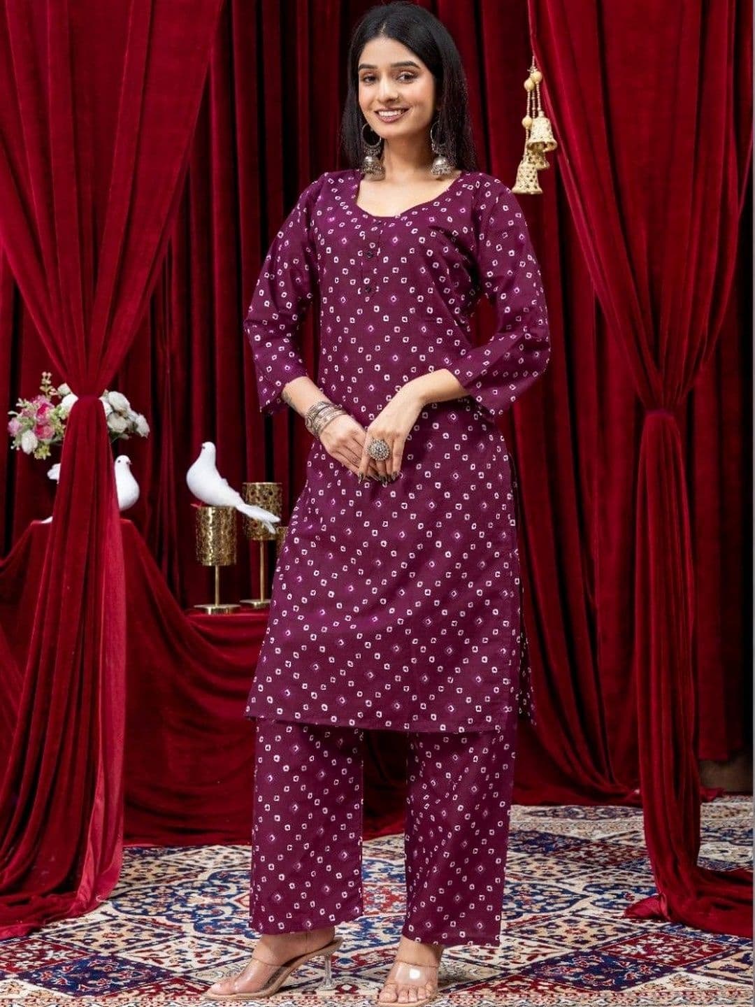 NARAYAN TEXTILE Women Ethnic Motifs Printed Pure Cotton Straight Kurta with Palazzos thumbnail 4