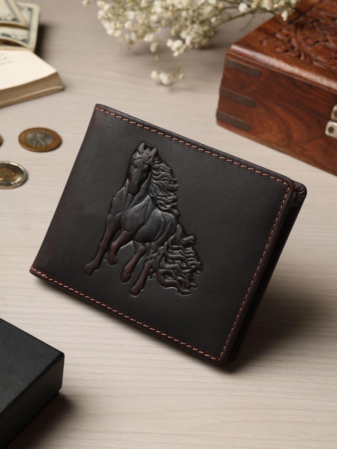 OAKLYN Men Animal Textured Leather Two Fold Wallet - view 1