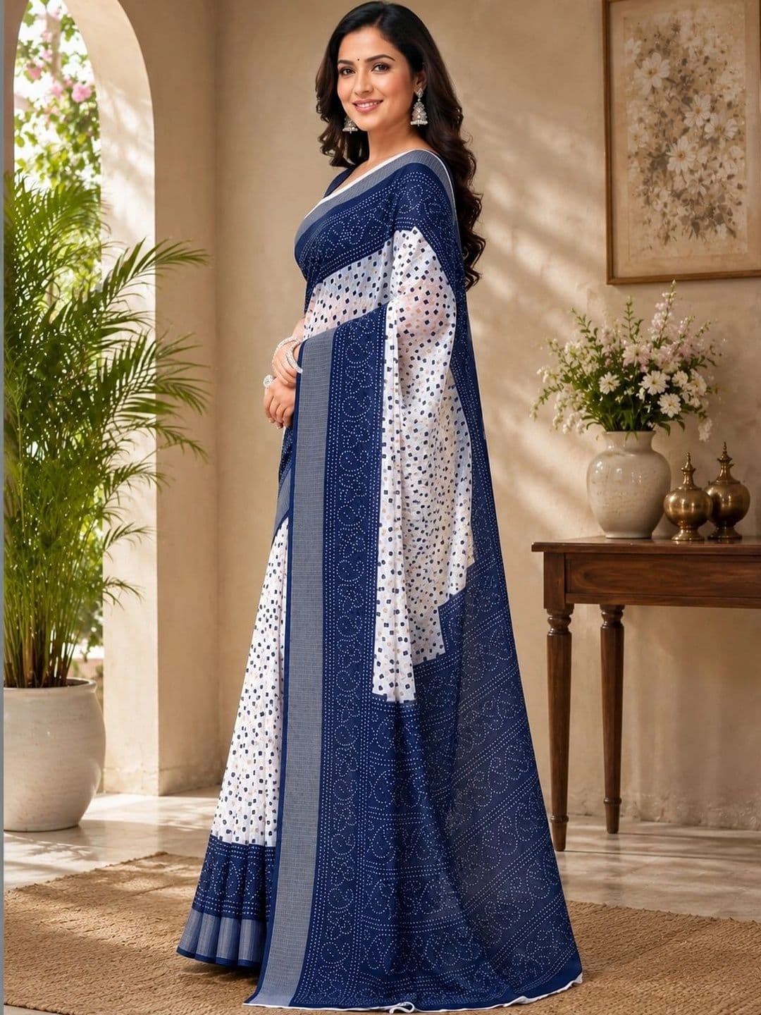 BORAD FASHION Bandhani Designer Chanderi Saree thumbnail 3