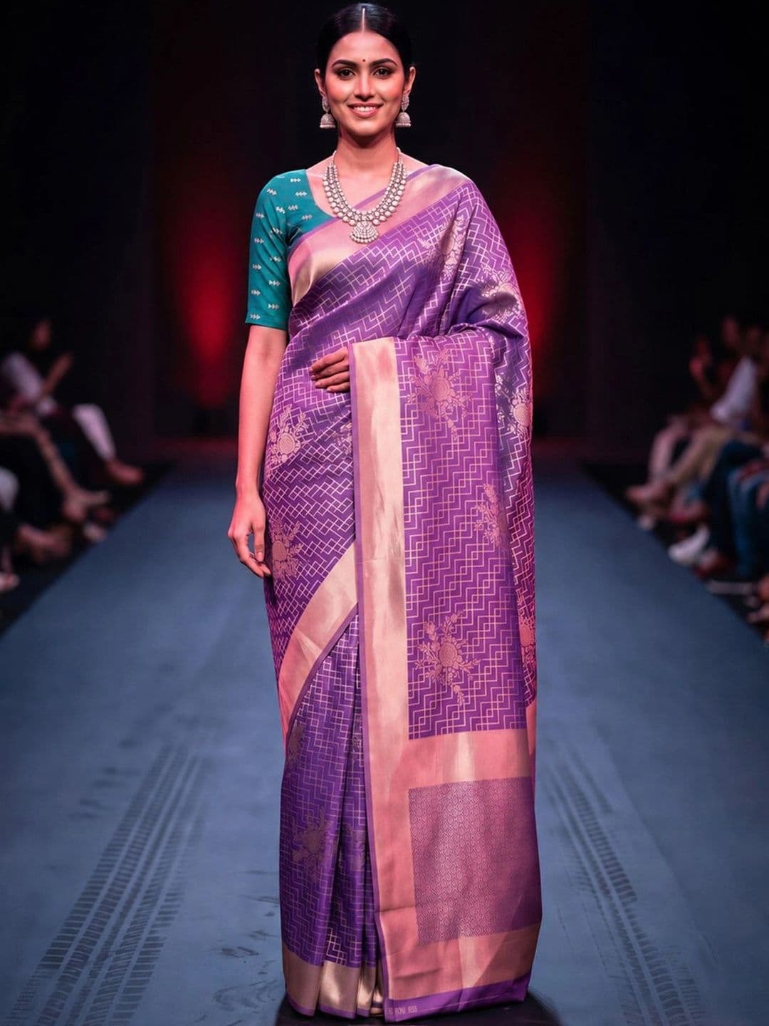 Saree mall Woven Design Zari Silk Blend Designer Banarasi Sarees thumbnail 6
