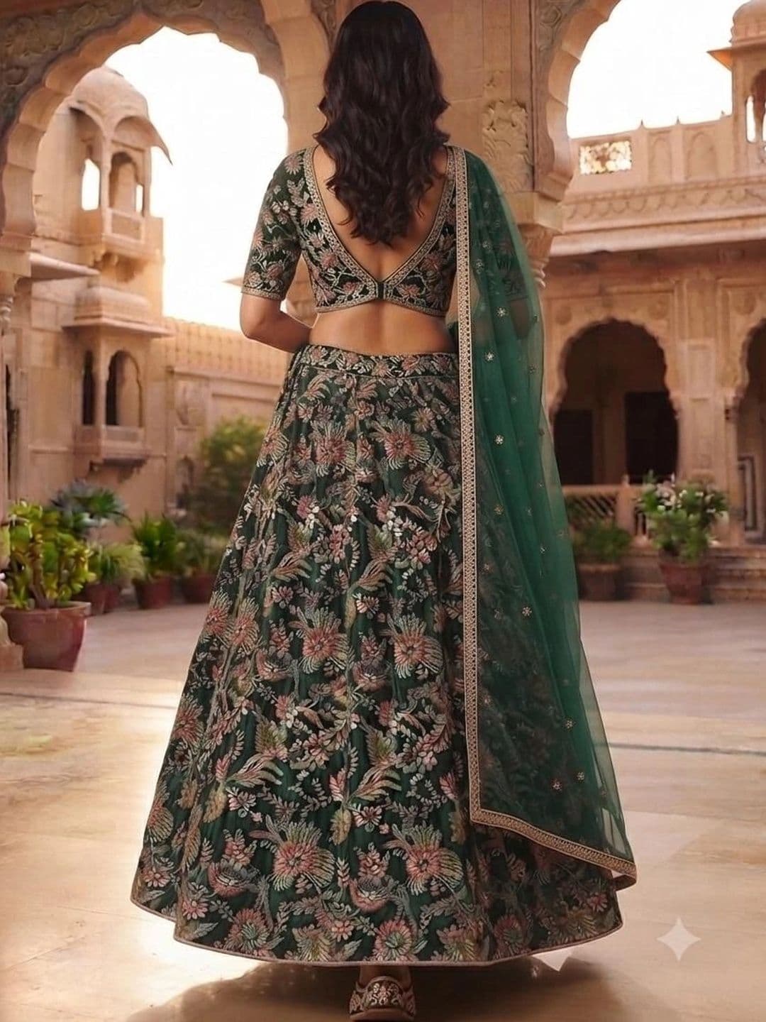 Indi Kal Embroidered Sequinned Ready to Wear Lehenga & Blouse With Dupatta thumbnail 4