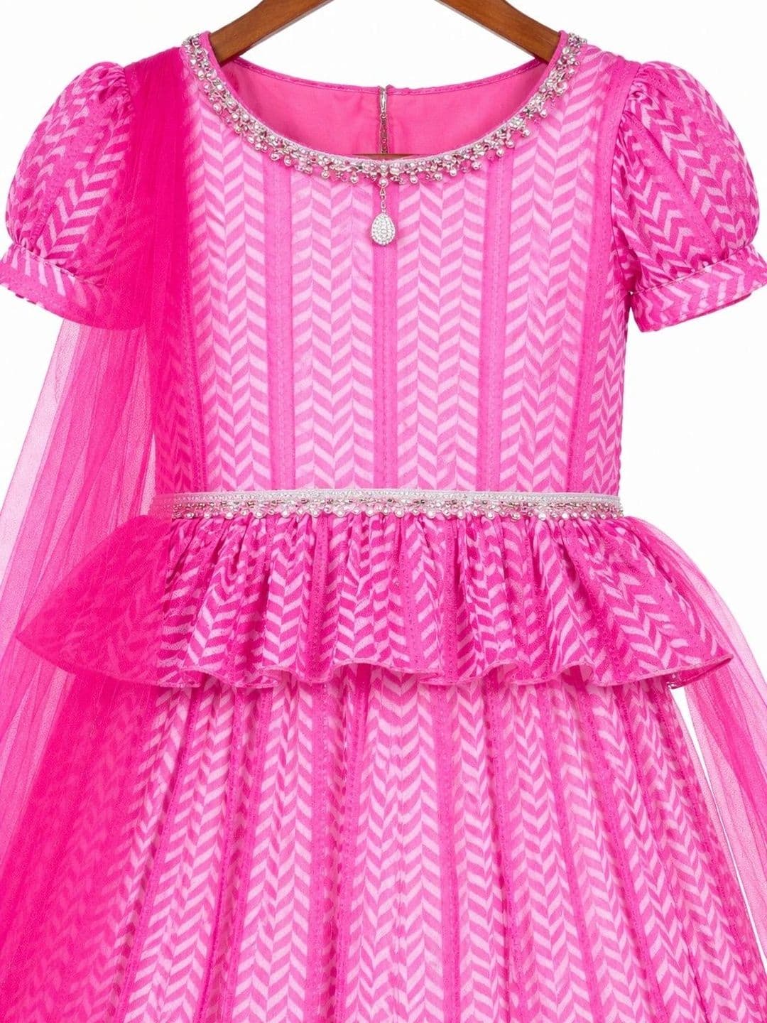 BAESD Girls Printed Beads and Stones Ready to Wear Lehenga & thumbnail 4