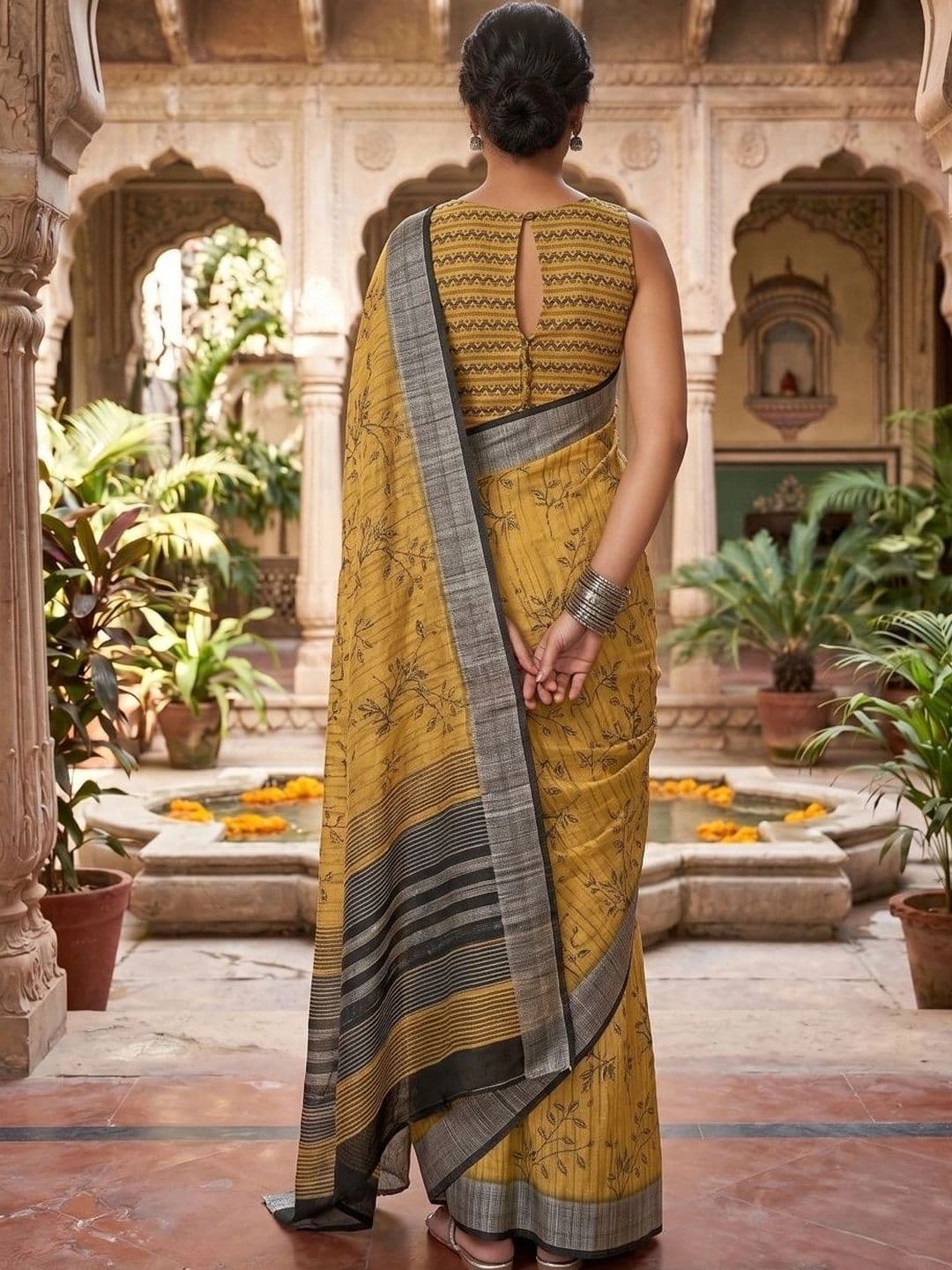 BORAD FASHION Floral Designer Chanderi Saree thumbnail 3
