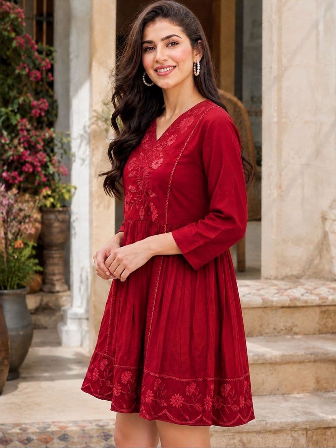 Moda Rapido Women Floral Embroidered A-Line Dress thumbnail 4