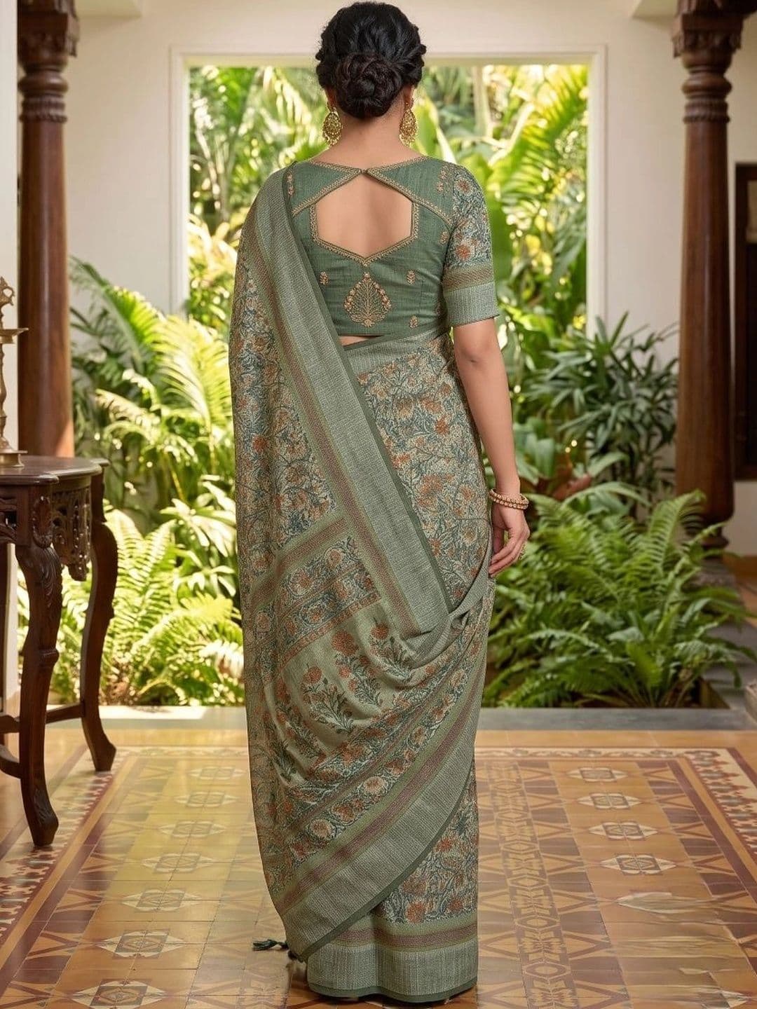 BORAD FASHION Floral Designer Chanderi Saree thumbnail 4