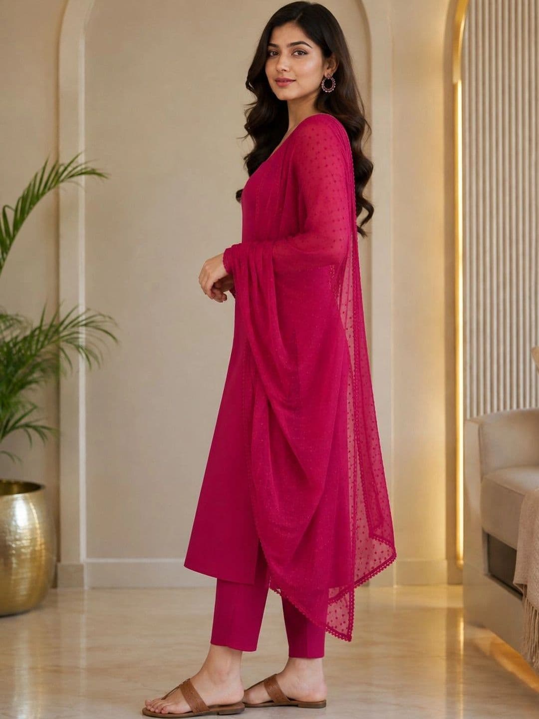 Dhalreza Women Regular Pure Cotton Kurta with Trousers & With Dupatta thumbnail 3