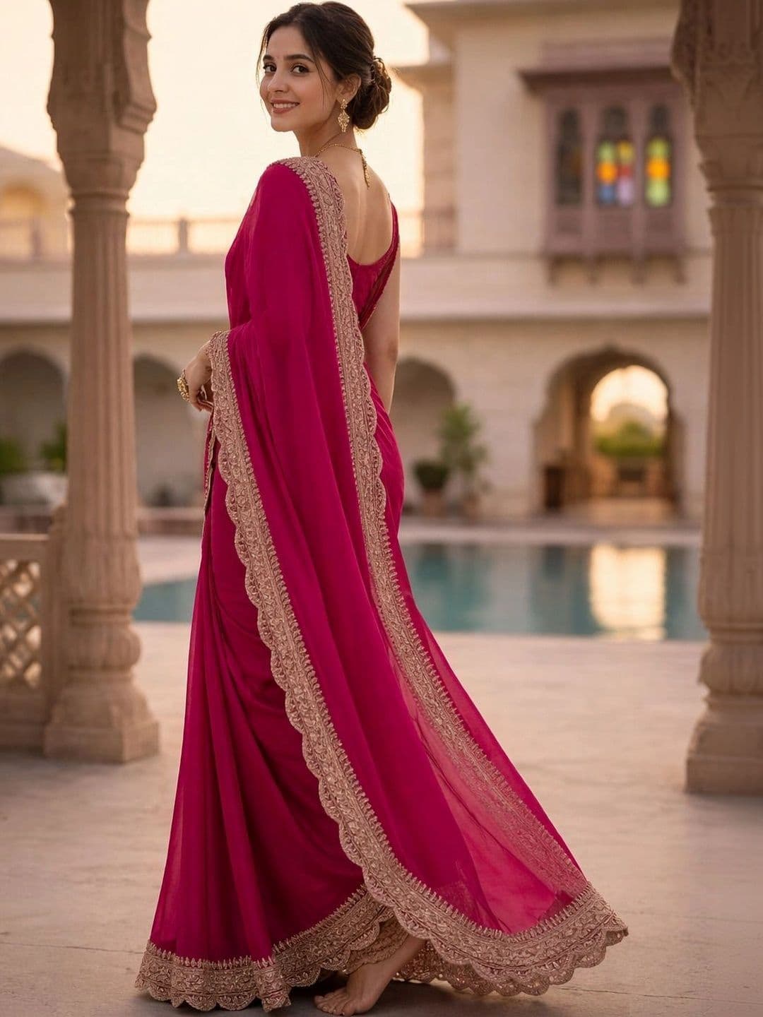 KALINI Embroidered Silk Blend Heavy Work Saree thumbnail 2