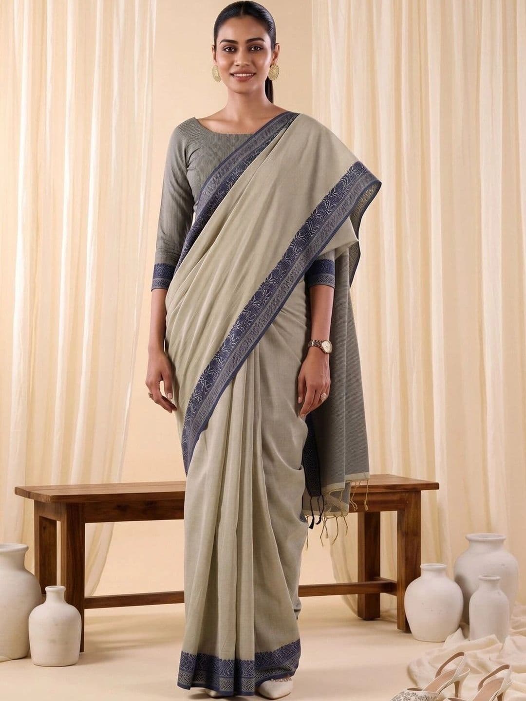 SOURAGYA Ethnic Motifs Zari Designer Uppada Saree - view 1
