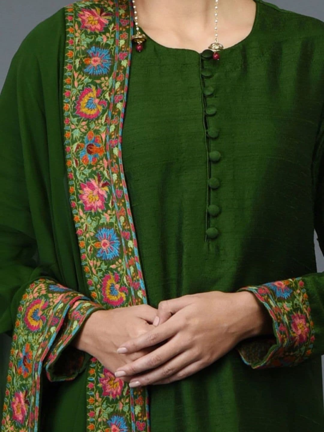 Anouk Women Ethnic Motifs Regular Thread Work Kurta with Churidar & With Dupatta thumbnail 5