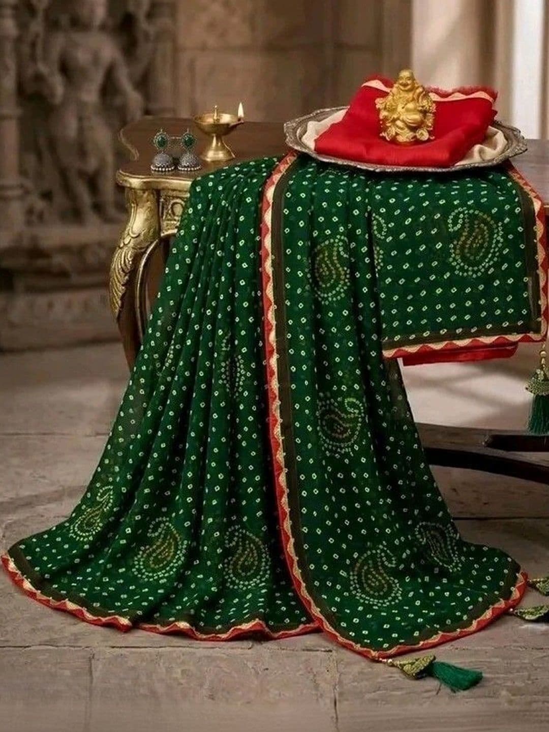RENBRIZA Bandhani Poly Georgette Bandhani Saree - view 1