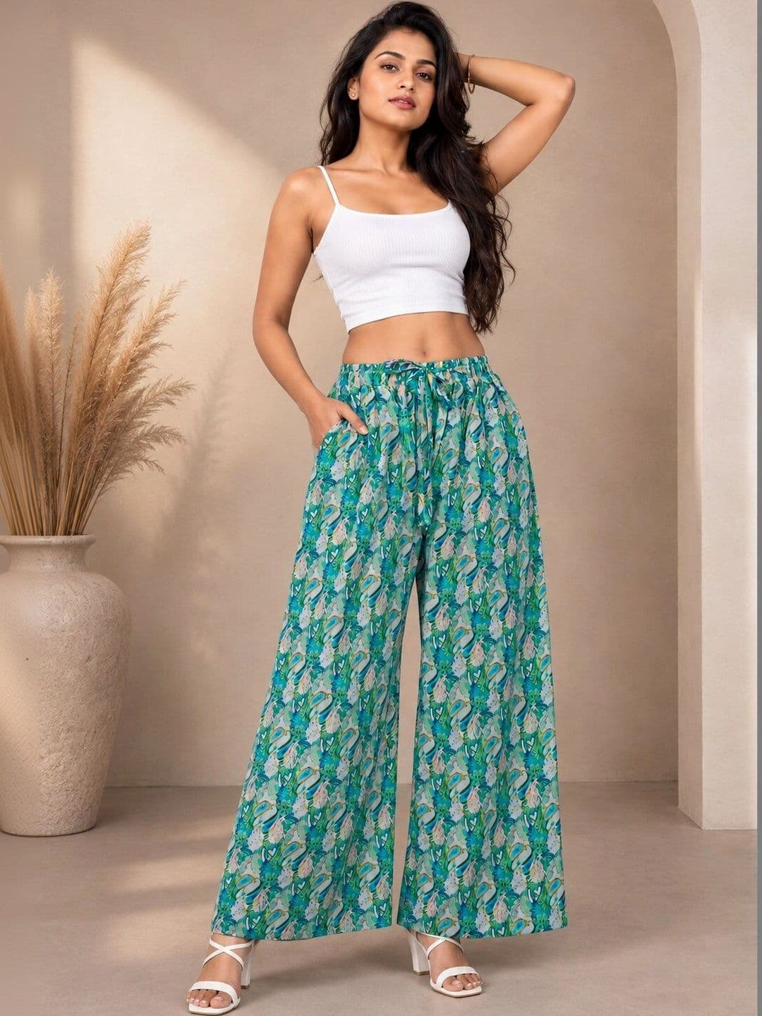 VSP CREATION Women Printed Chambray Palazzos - view 1