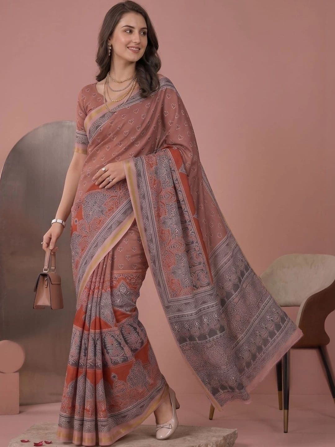 BORAD FASHION Designer Chanderi Saree thumbnail 3