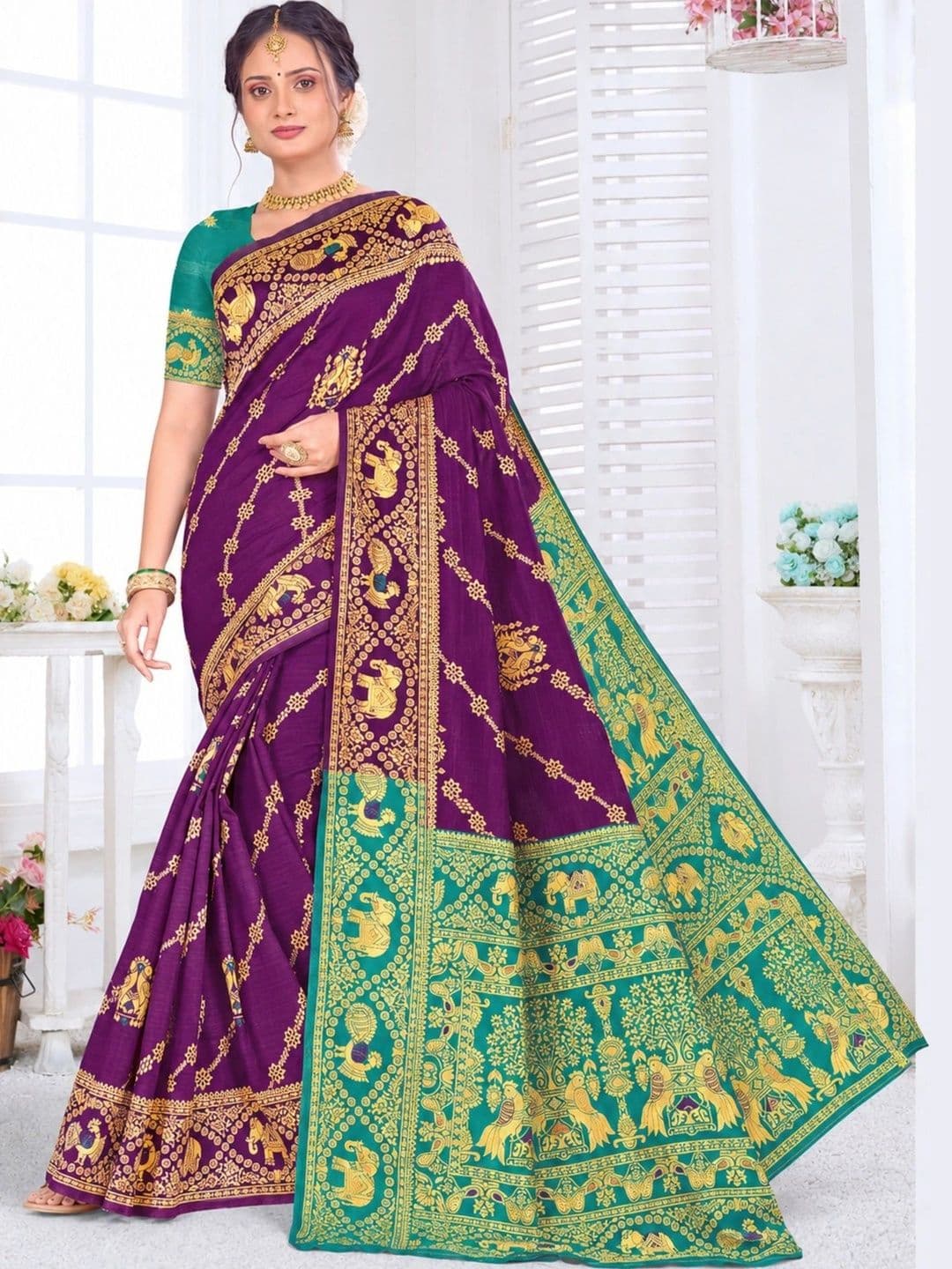 Dimaxi Vastra Ethnic Motifs Zari Silk Blend Kota Saree thumbnail 2