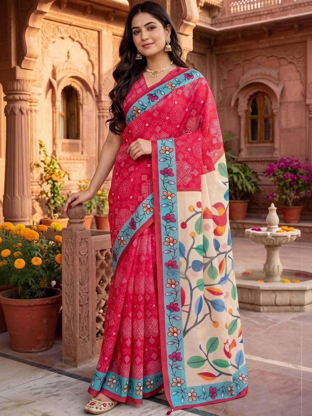 BORAD FASHION Kalamkari Designer Chanderi Saree - view 1