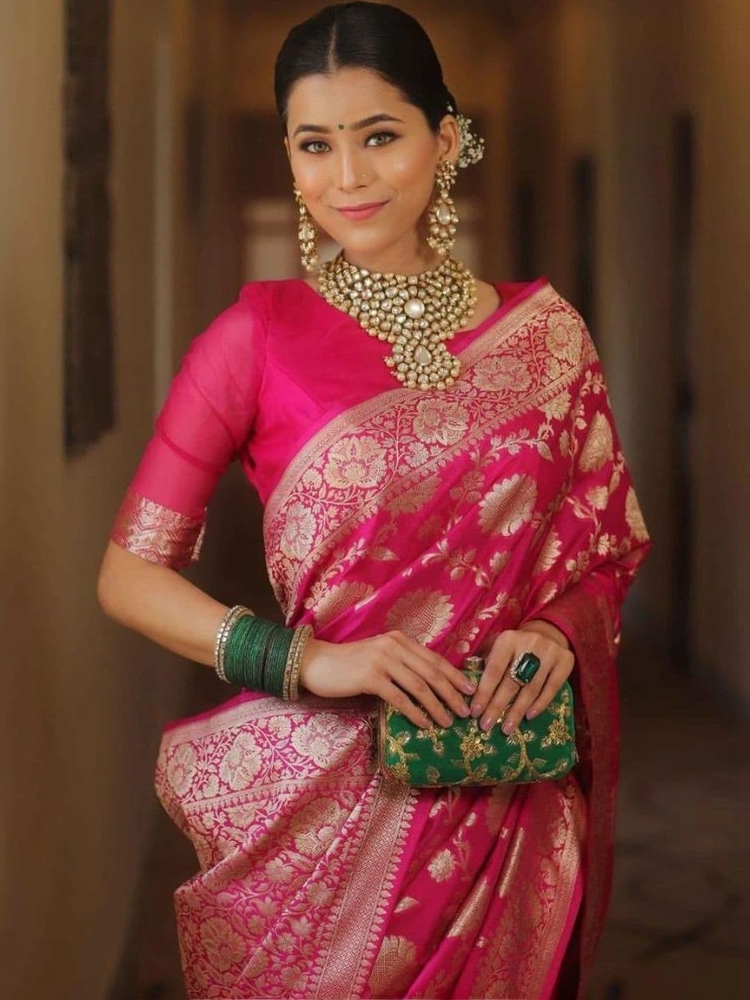 revika Woven Design Zari Art Silk Designer Kanjeevaram Saree thumbnail 3