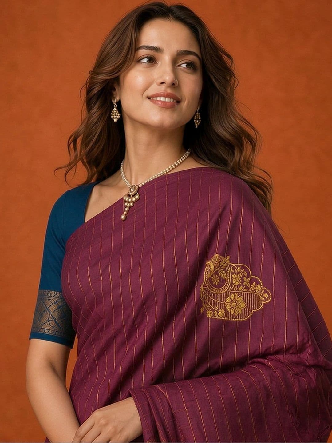 Suha Floral Zari Silk Blend Saree thumbnail 2