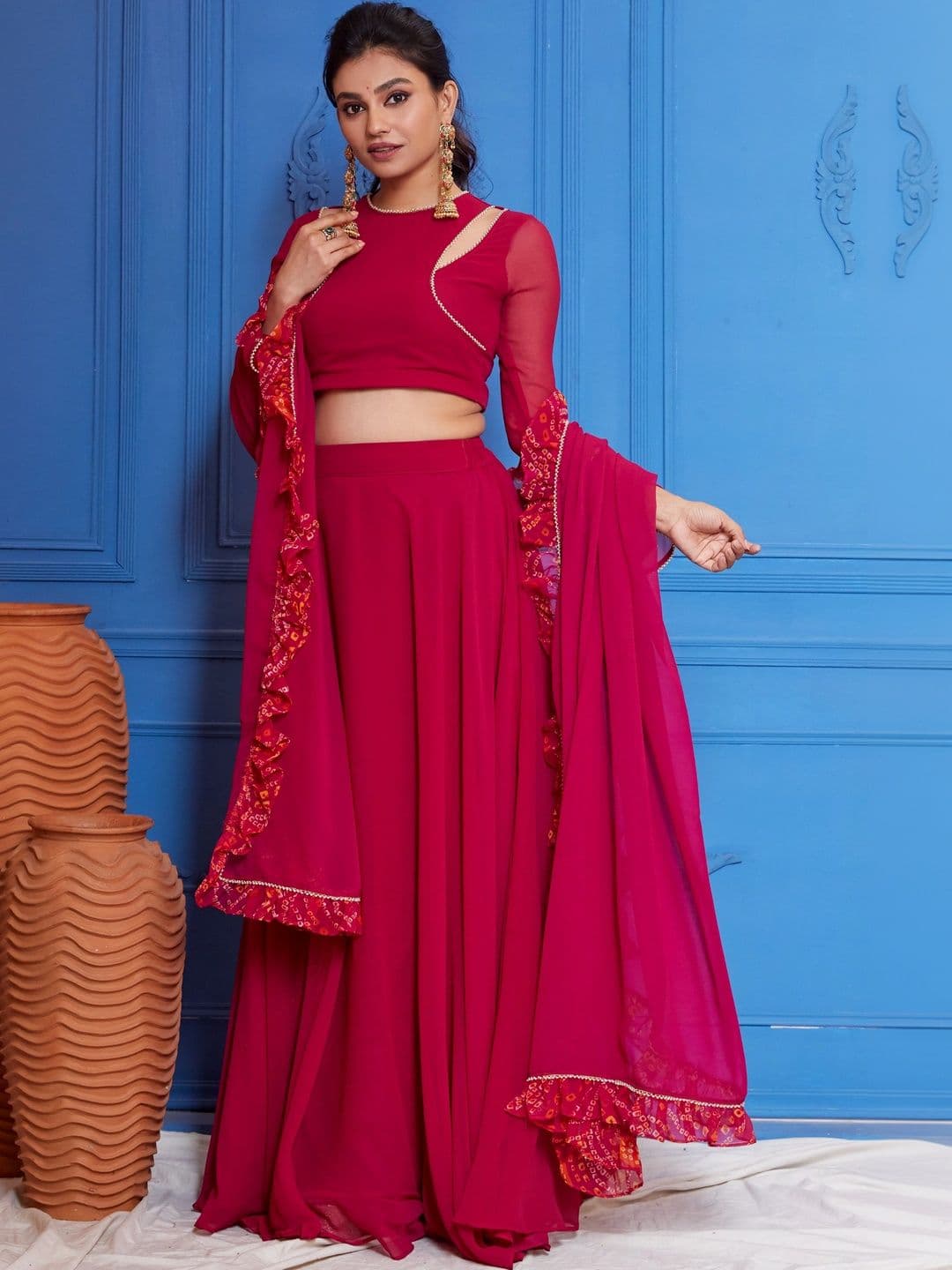 NEW UNIQUE DESI Embellished Ready to Wear Lehenga & Blouse Taping thumbnail 5