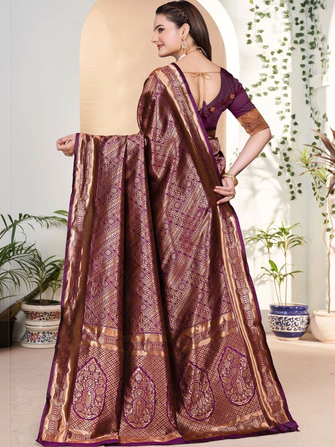 revika Woven Design Art Silk Designer Kanjeevaram Saree thumbnail 5