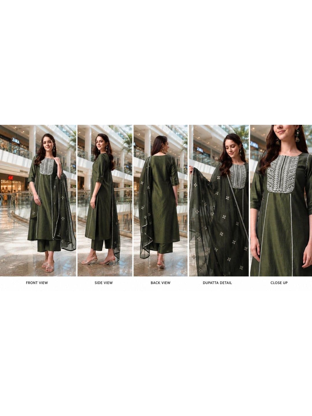SZN Women Embroidered Regular Thread Work Kurta Set thumbnail 4