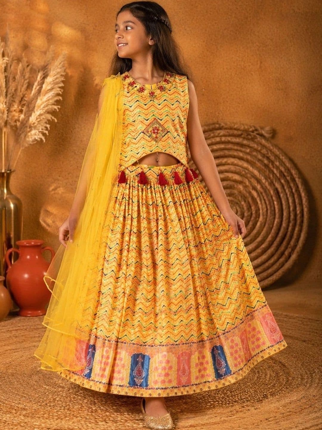 BAESD Girls Embellished Sequinned Ready to Wear Lehenga & - view 1