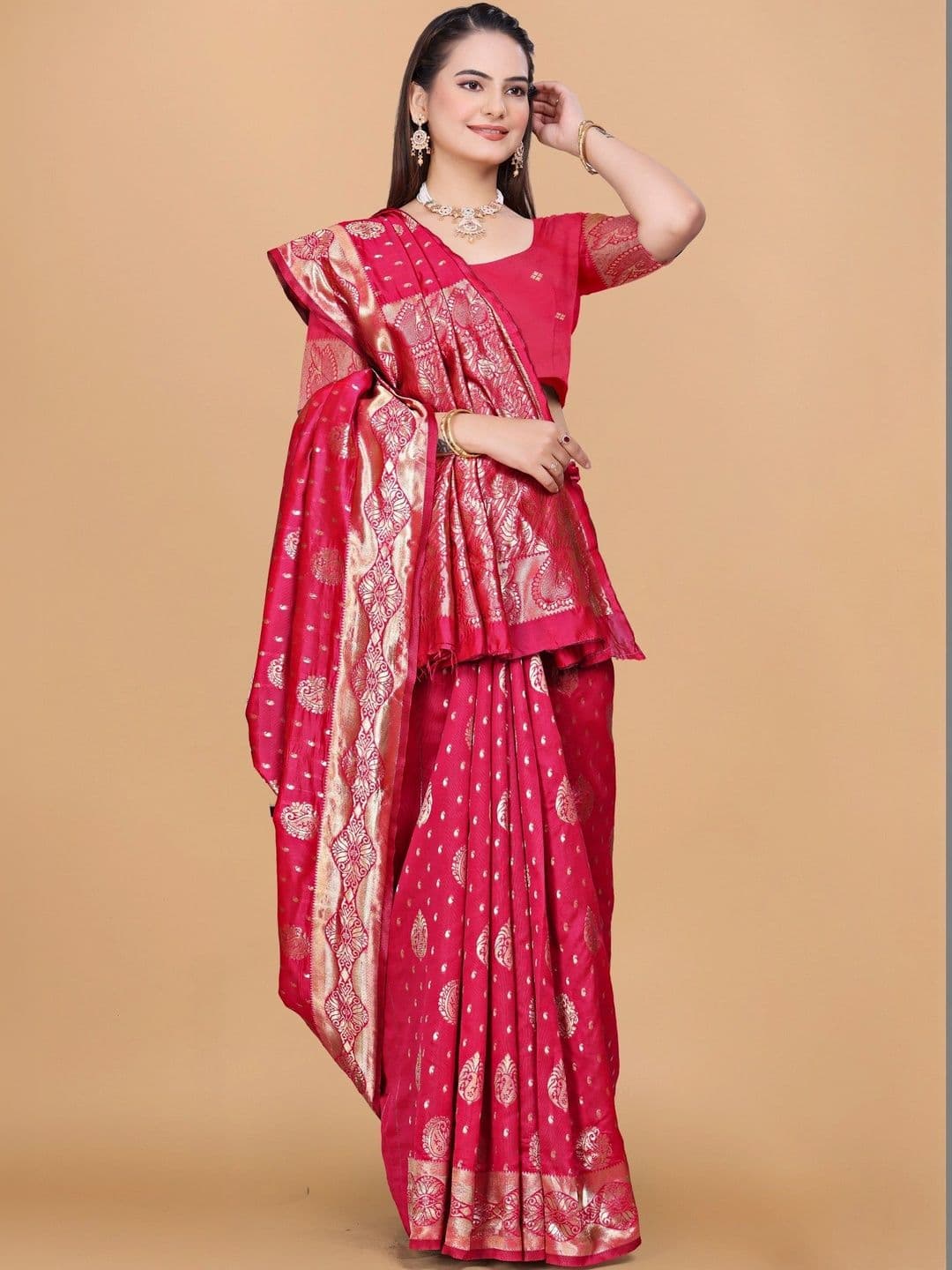 revika Woven Design Zari Art Silk Designer Kanjeevaram Saree thumbnail 5