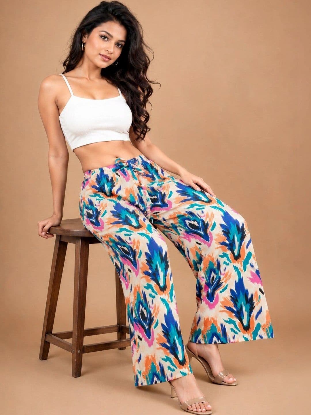 VSP CREATION Women Printed Chambray Palazzos thumbnail 3